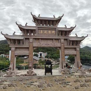 村口园林大型入口石雕牌坊古建筑花岗岩山门石牌楼单门大门牌楼