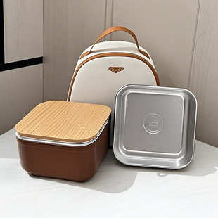 套装保温盖袋户外便携用饭盒上班族饭便当木304分格盒餐盒不锈钢