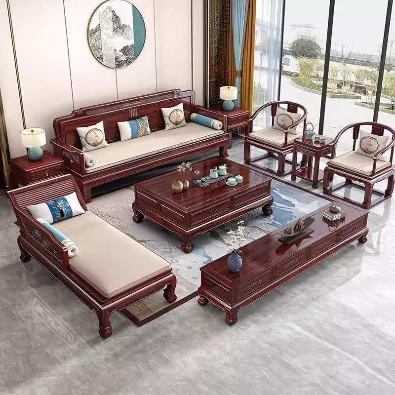 新实木现代大小用木客厅俩沙发户型简约组合红木中式沙发冬夏枝酸