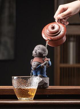 采购产品紫色粘土茶宠物饰品尿液儿童喷雾水，精品创意小和尚可以