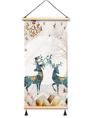 高档入画户关装饰画玄寓意好布艺挂画走壁廊过道画背景墙招财福鹿