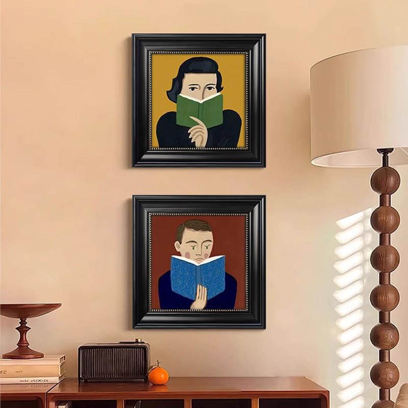 覆古法式小众挂画中古风卧室床头装饰画高级感设计师人物艺术壁画