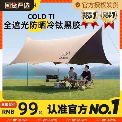 Updown黑胶天幕帐篷户外大号防晒涂层野餐全套露营装备防雨遮阳棚