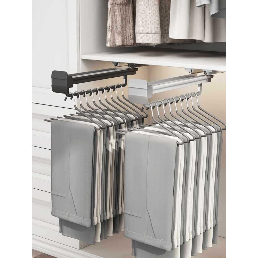9YW米司库衣柜挂衣顶装伸缩衣架向衣橱横杆推ZDR拉裤纵挂杆架杆25