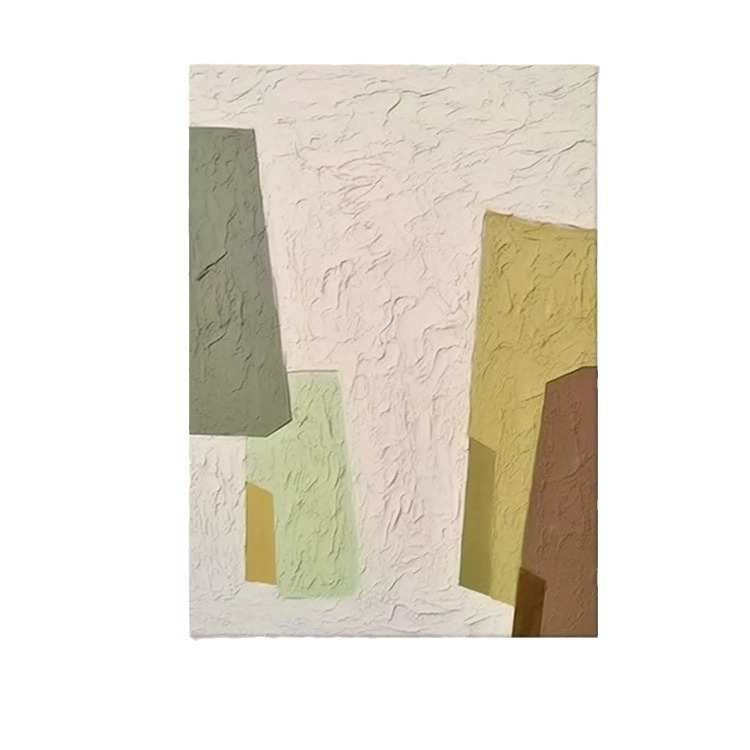 手绘油画现代简约日式色块玄关挂画莫兰迪抽象几何肌理客厅装饰画图片