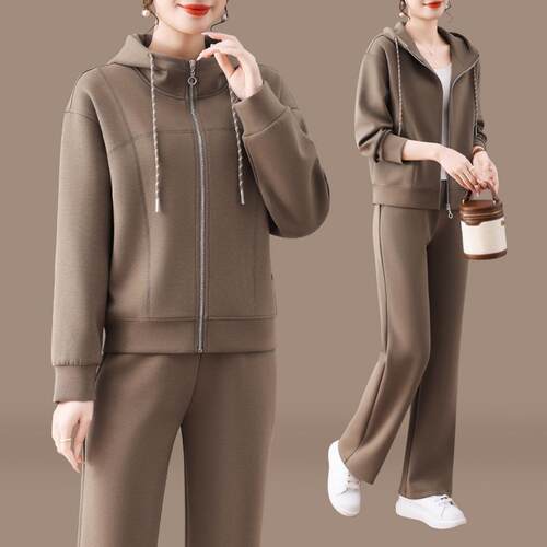 套连帽拉链外套女腿阔裤休闲春运动套装秋87633035新款时尚气质两