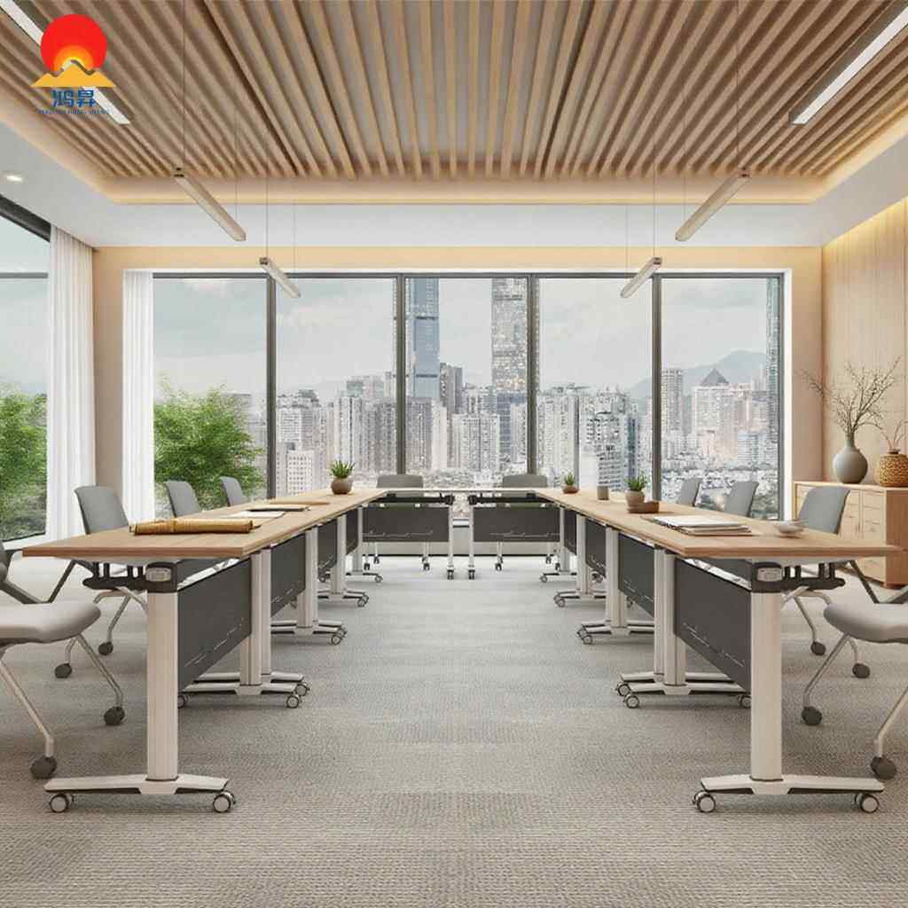 培训折叠桌可拼接移动长条会议桌椅组合办公职员双人折叠办公桌