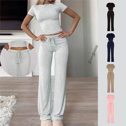 Women's 2 Piece Lounge Sets Straight Leg Pants Set Short