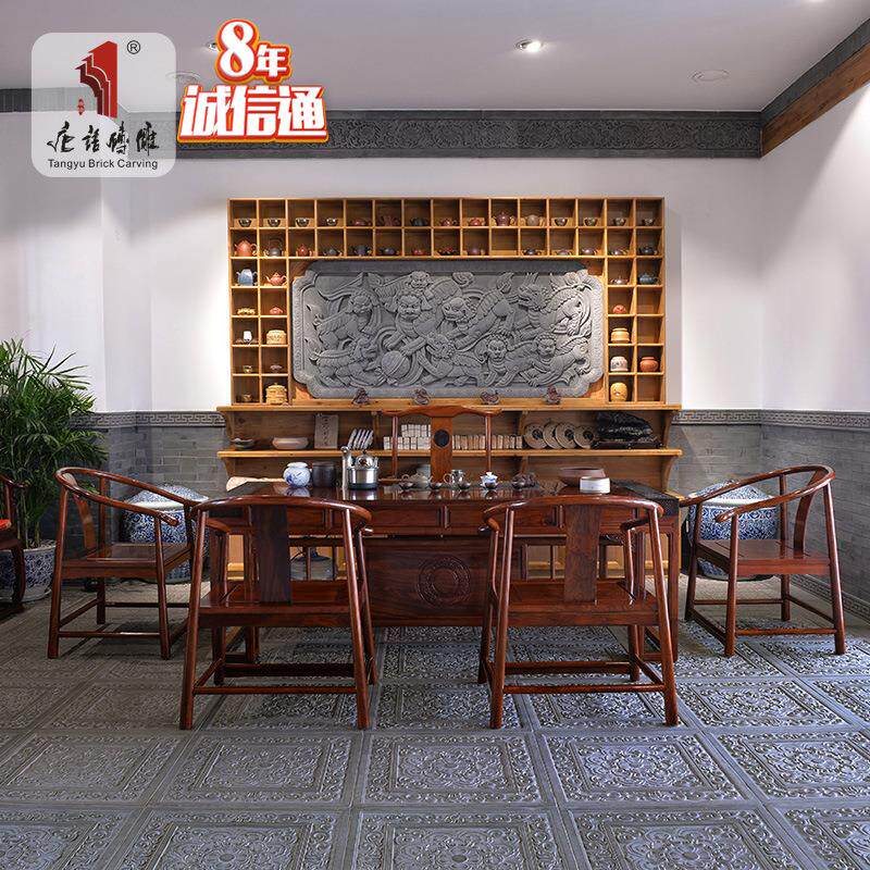 唐语砖雕仿古砖青砖中式园林影视城装饰影壁墙照壁浮雕 事事如意