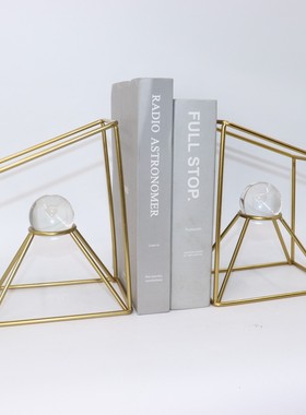 创意金属水晶书档摆件家居饰品现代简约办公室电视柜装饰水晶球