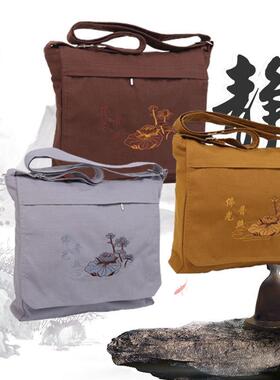 僧包居士包大挎包多功能包男女罗汉包帆布包禅修包香袋旅行包僧袋