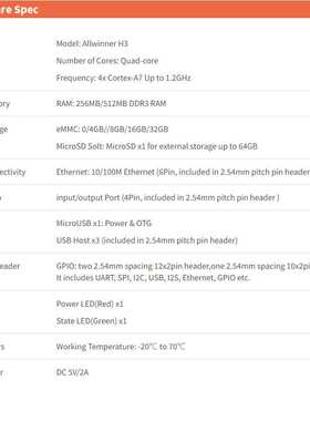 NanoPi Neo Core-LTS 512M RAM/8GB eMMC Allwinner H3 Cortex-A7