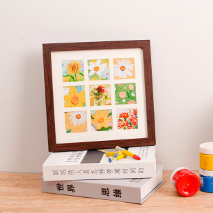 油画棒相框摆台手工绘画作品保存装 裱画框方形卡纸九宫格挂墙