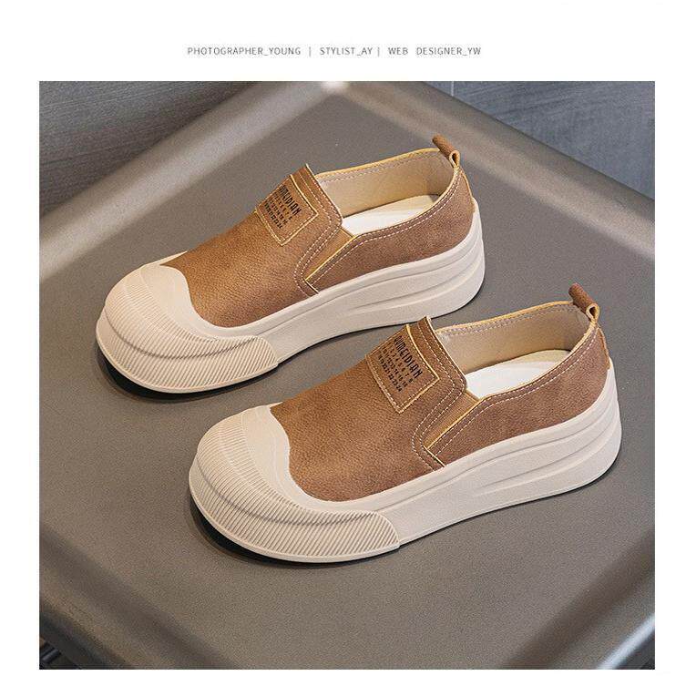 香港厚底内增高女鞋爆款潮小白鞋女2025春款厚底松糕一脚蹬懒人鞋