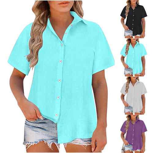 Large size women's shirt short sleeved