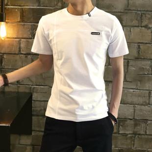 季 夏季 男棉修身 体桖0418k T恤短袖 潮牌休闲上衣服潮流白色冰丝半袖