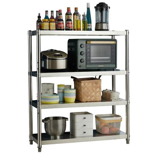 不锈钢置物架多层烤箱微波炉碗碟收纳架不锈钢收纳架子分层小货架