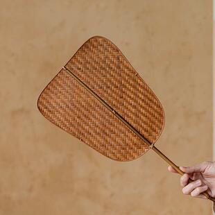 中式国风扇子扇子纳凉新手工团扇竹中夏季扇复古竹编竹制蒲扇大号