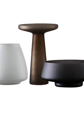 现代简约彩色磨砂玻璃花瓶 家居客厅样板间软装水果盘装饰品 批发