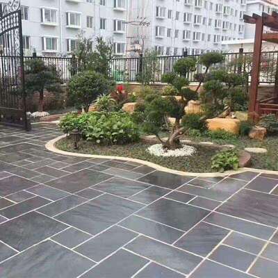 然青天石家板古仿文化石庭院防滑地砖广场园林铺路35石材厂庭院景