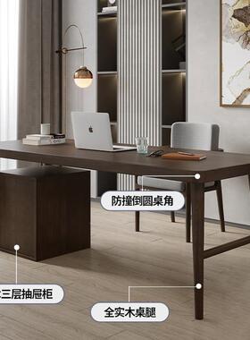 书工原木房书桌写字台子桌家用实木TUZ台式电脑桌简约办公桌作台
