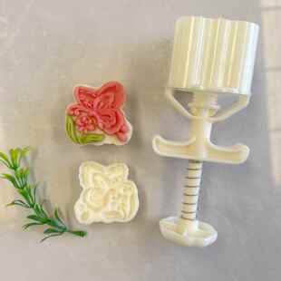 年新款克彩蝶飞舞冰皮月饼绿豆糕手压式模具套装定制