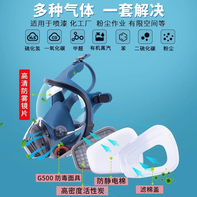 防毒面气具硫全氢面罩喷漆专用全脸防护甲醛化化工体实验室防粉尘
