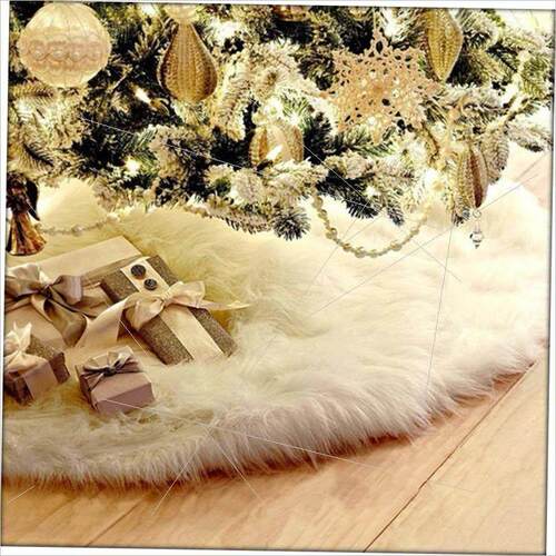 爆款热卖圣诞树裙纯白色长毛圣诞节日装饰品Christmas tree skirt