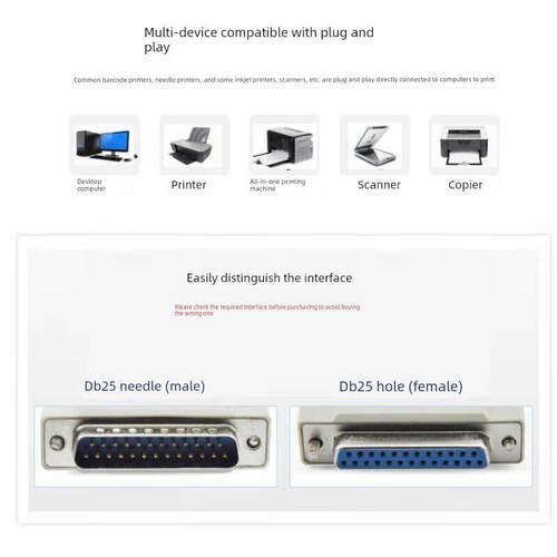 Db25一对二双排25针一对二母双公一公二母并口信号数据连接线