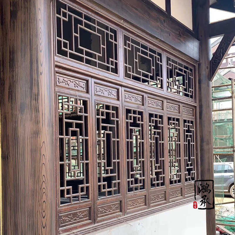 现货东阳木雕实木仿古窗户窗格中式古典古建筑门窗仿古木门窗