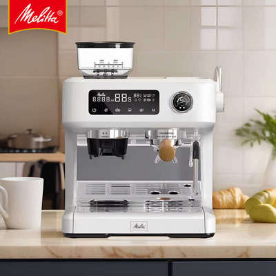 Melitta/美乐家PLUS意式家用半自动咖啡机研磨一体小型手动打奶泡