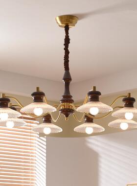 中古风美式复古南洋法式灯具全铜实木高端餐厅复式楼主灯客厅吊灯