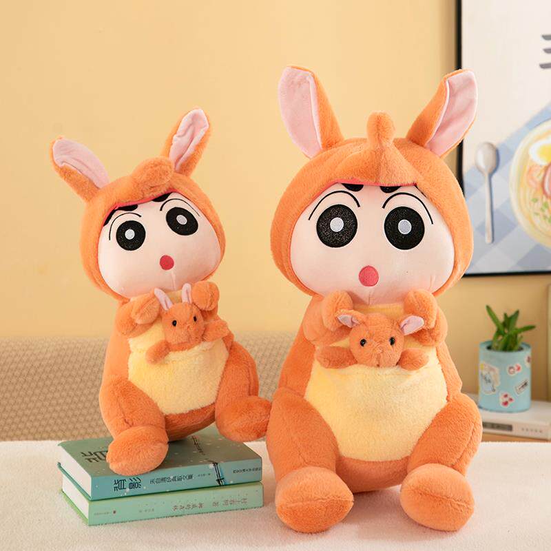 毛绒玩具蜡笔小新创意变身袋鼠公仔口袋彷真育有袋鼠宝宝玩偶儿童