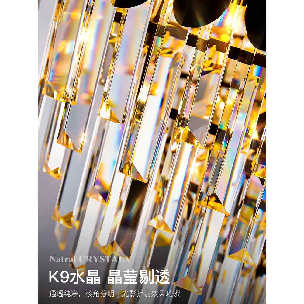 复式楼轻奢水晶大吊灯现代简约大气圆形跃层客厅主灯楼梯别墅灯具