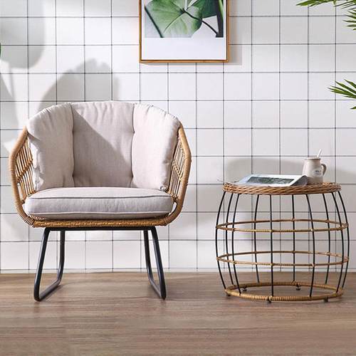 编户藤沙发室外酒店休阳台沙发#-0169新椅闲单人外藤沙发露天藤椅