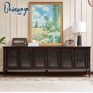 贝诺歌法式复古全实木电视柜客厅2026新款高级感黑色中古风地柜