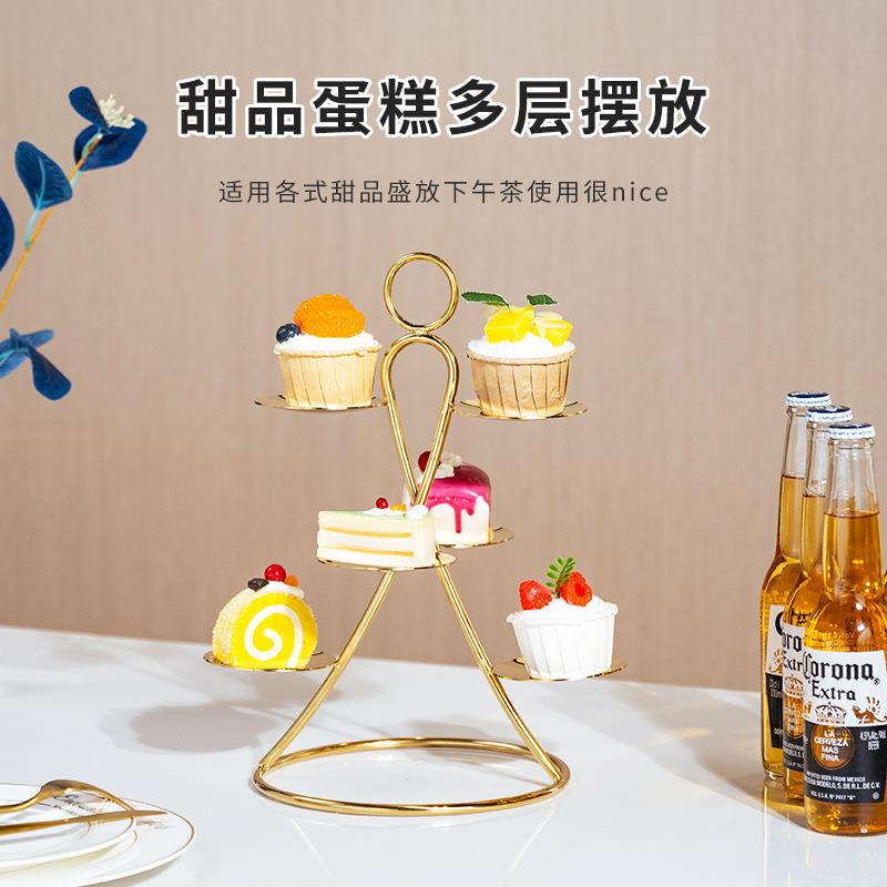 酒店下午茶点心架发光不锈钢自助餐甜品台宴会茶歇蛋糕托盘甜品架