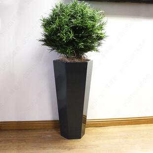 玻璃钢六边形花盆商场公司大堂菱形高花瓶酒店简约现代切面花盆钵