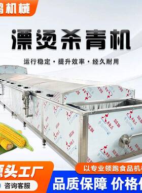 袋装毛豆漂烫杀青机食用菌香菇蒸煮设备土豆片加工生产线全自动