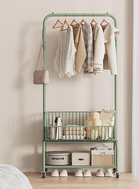 带轮衣帽架落奶纳油地风可ONB移动衣挂架加粗卧室晾衣架衣服收置