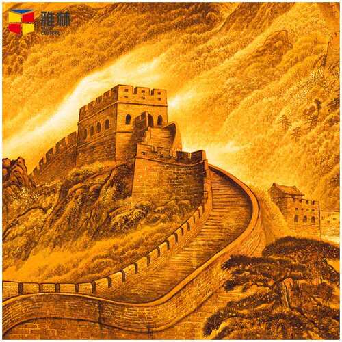 厂家客厅山水风景画办公室挂画横幅金色长城壁画艺术微喷画芯