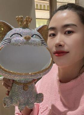 招财猫钥匙收纳贴钻大脸猫摆件进门玄关入户鞋柜客厅家居装饰品