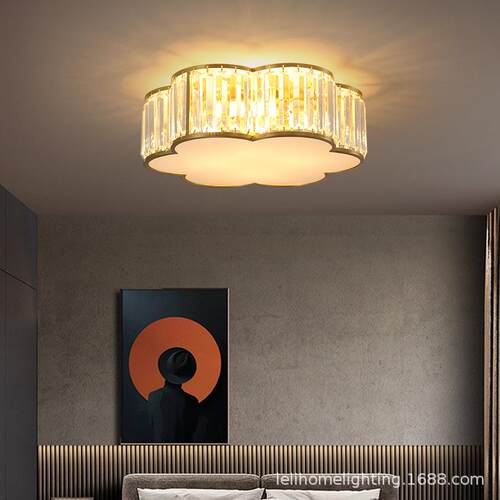 北欧水晶吸顶灯轻奢客厅灯现代简约欧式房间餐厅卧室led灯具圆形