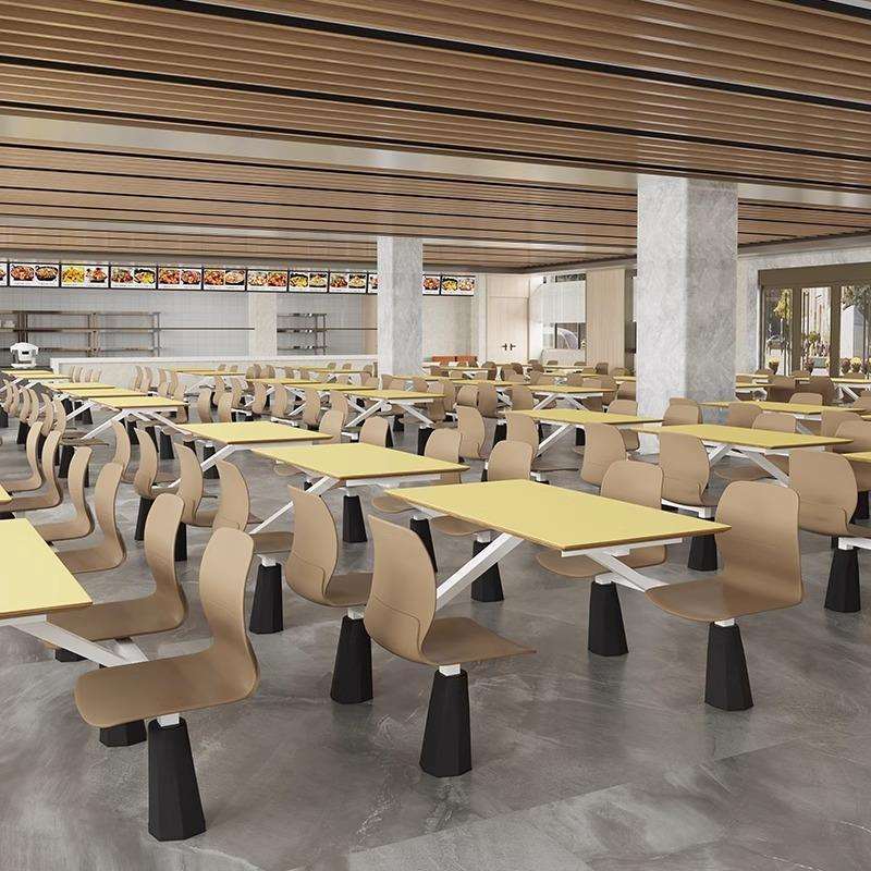 职员食堂餐桌椅公司饭店桌椅组合学校工厂食堂快餐店四人位餐桌椅