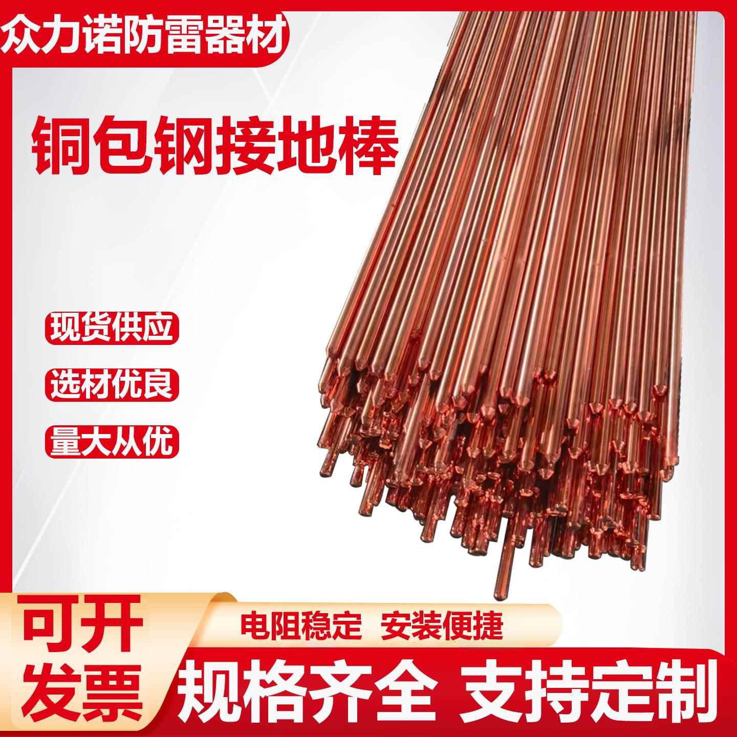 铜包钢接地棒铜覆钢接地装置镀铜家用室外地线地桩接地装置接地桩