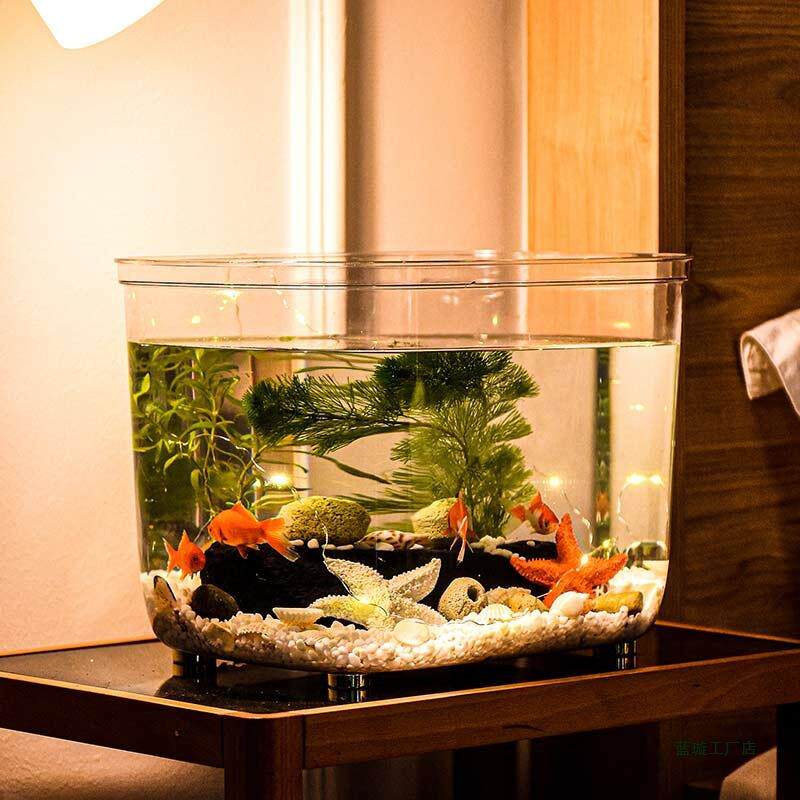 鱼缸客厅小型桌面小鱼缸家用水族箱生态塑料金鱼缸水草乌龟缸小号