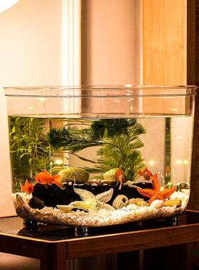 鱼缸客厅EZS型桌面小鱼缸家用水族箱生草态塑料金鱼龟缸水乌缸小