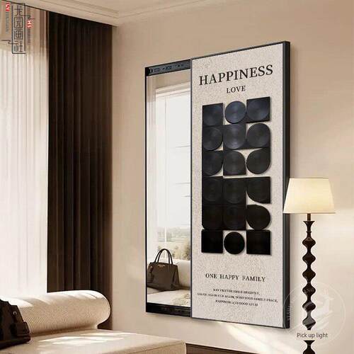 ins Wind现代休闲隐式梳妆镜2025新入口装饰画隐式滑动梳妆镜