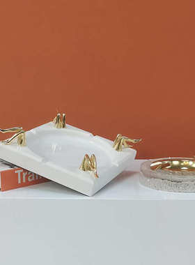 现代简约创意大理石烟灰缸样板房售楼处茶几餐桌洒店会所高级摆件