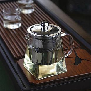 煮茶冲泡茶器过滤花茶壶 纯色高硼硅玻璃茶壶耐热四方形公道杯中式